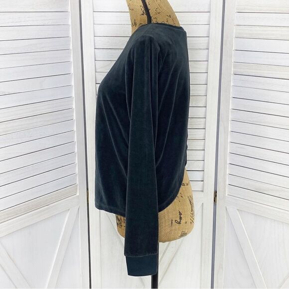 Victoria’s Secret Velour Embroidered Open Split Back Shirt Black Small - Picture 3 of 13